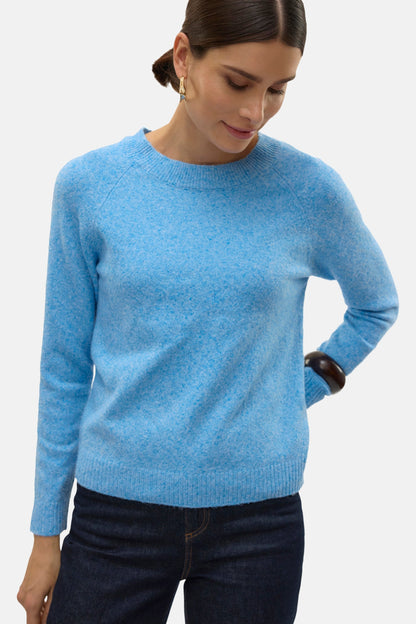 Blauwe trui met ronde hals