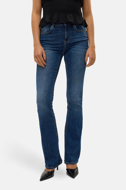 FLASH FLARE - Donkerblauwe Denim Jeans
