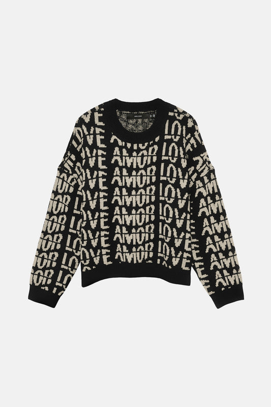 Pull met ronde hals - zwart