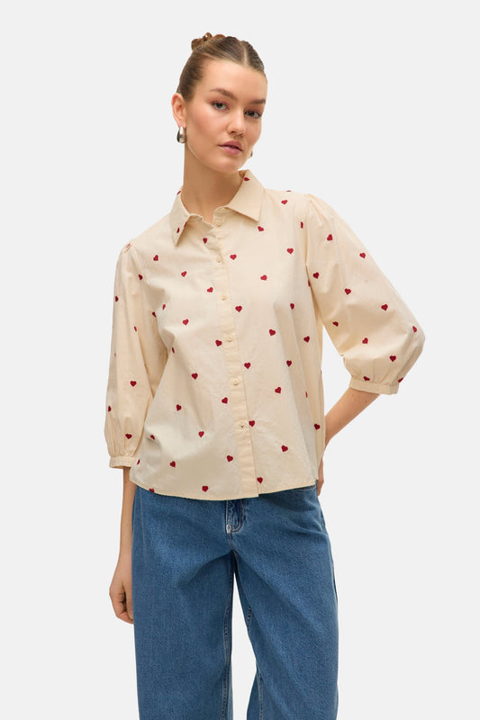 Hemd met korte mouwen - beige