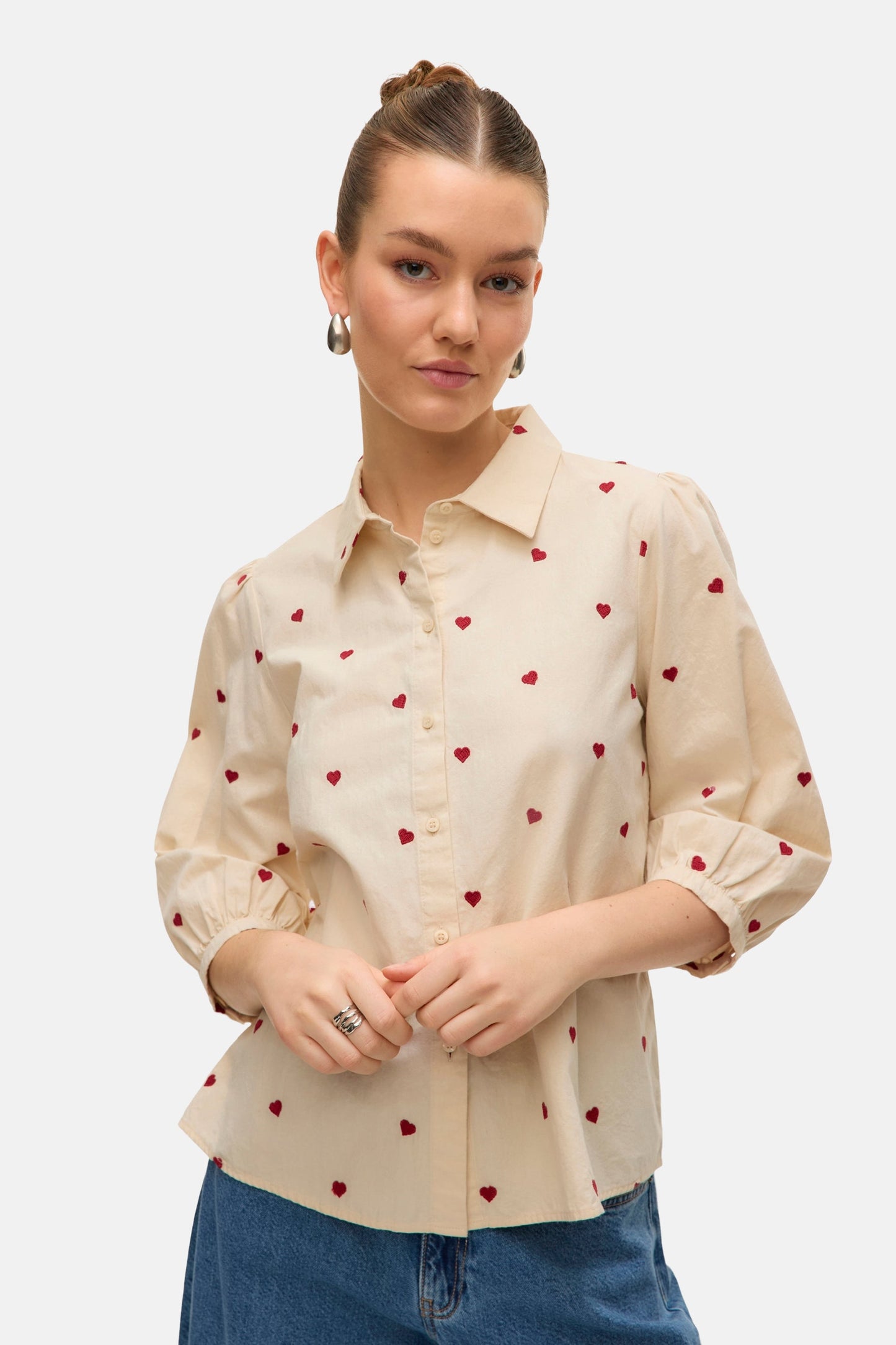 Hemd met korte mouwen - beige