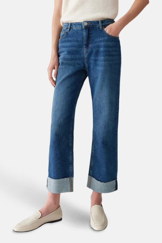 Donkerblauwe Denim Rechtaf Jeans - OPUS