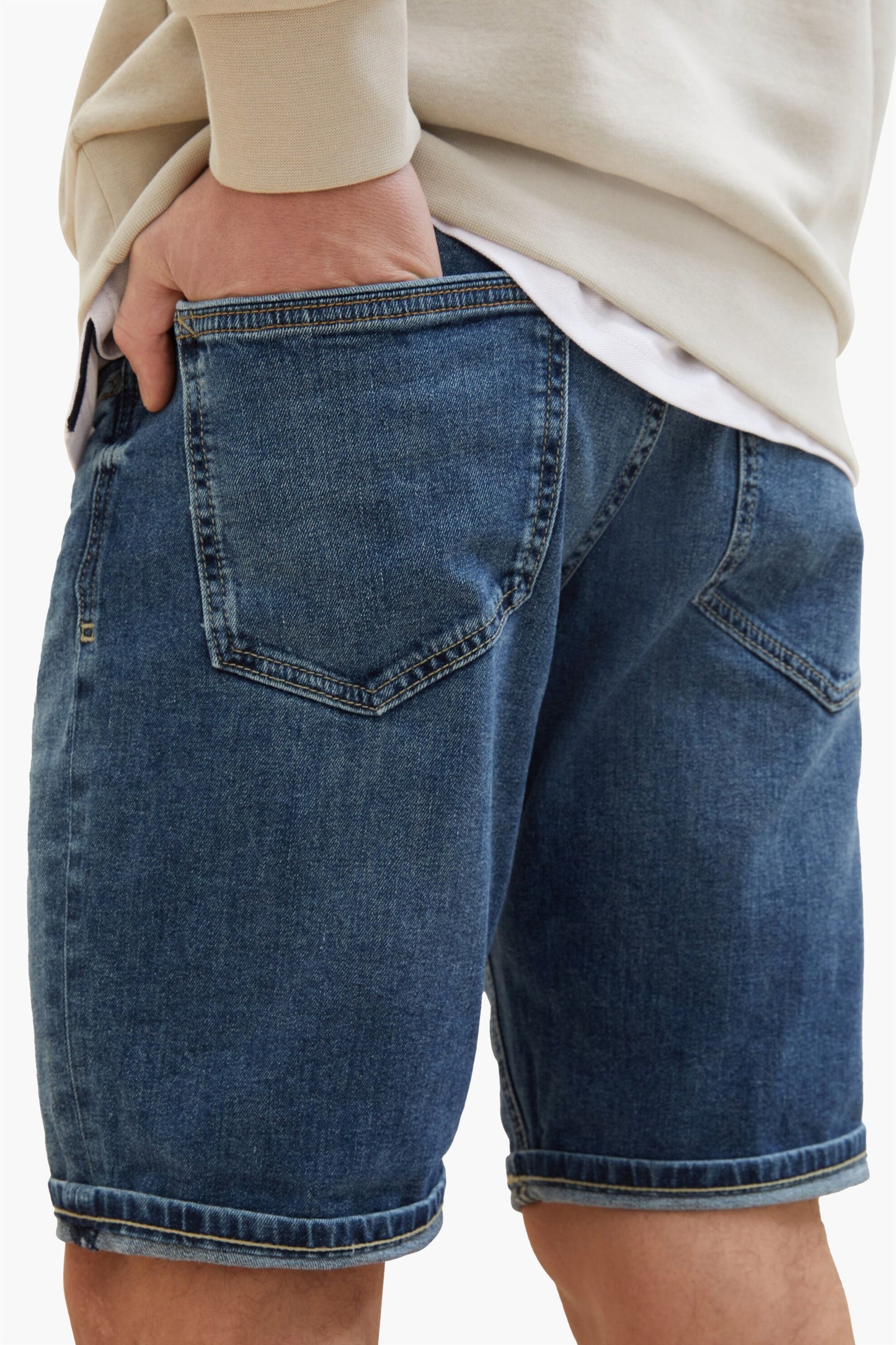 Donkerblauwe Denim Kort