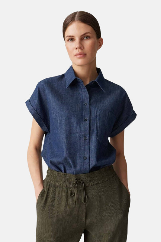 Korte Mouwen Hemd - Donkerblauw Denim