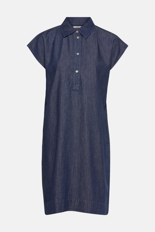 Korte Mouwen Denim Kleed - Middenblauw