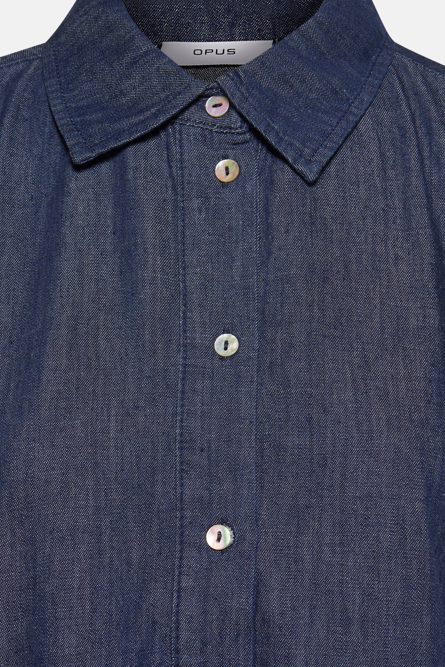 Korte Mouwen Denim Kleed - Middenblauw