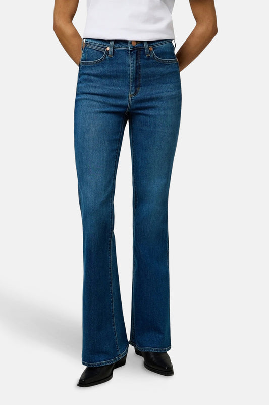 Jeans flared mid blue denim - Wrangler®