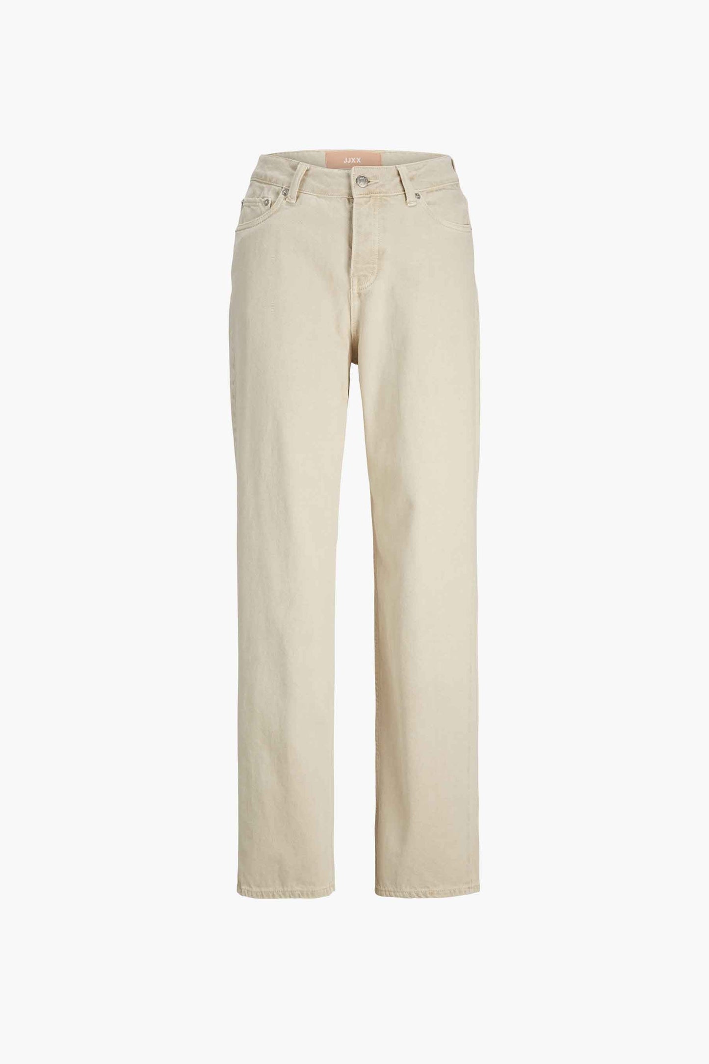 Beige Straight-Leg Jeans