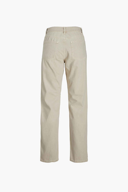 Beige Straight-Leg Jeans