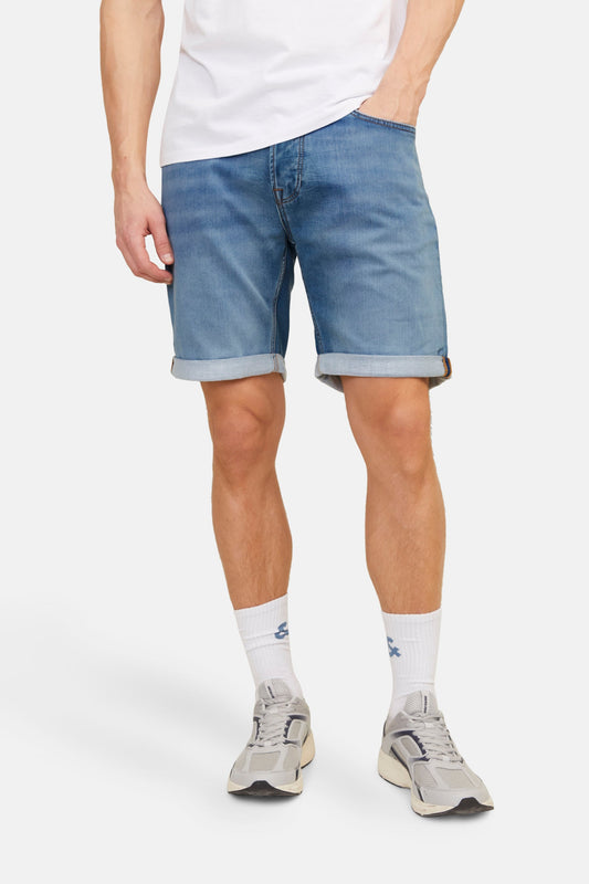 Korte Mid-Blauwe Denim
