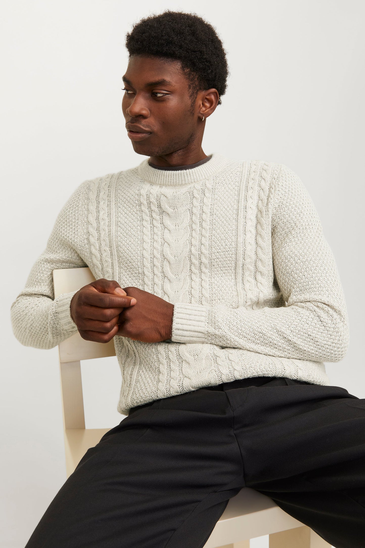 Pull met ronde hals - beige