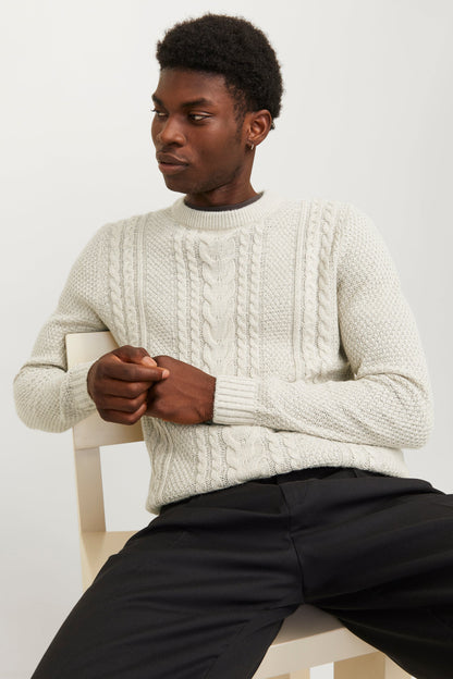 Pull met ronde hals - beige