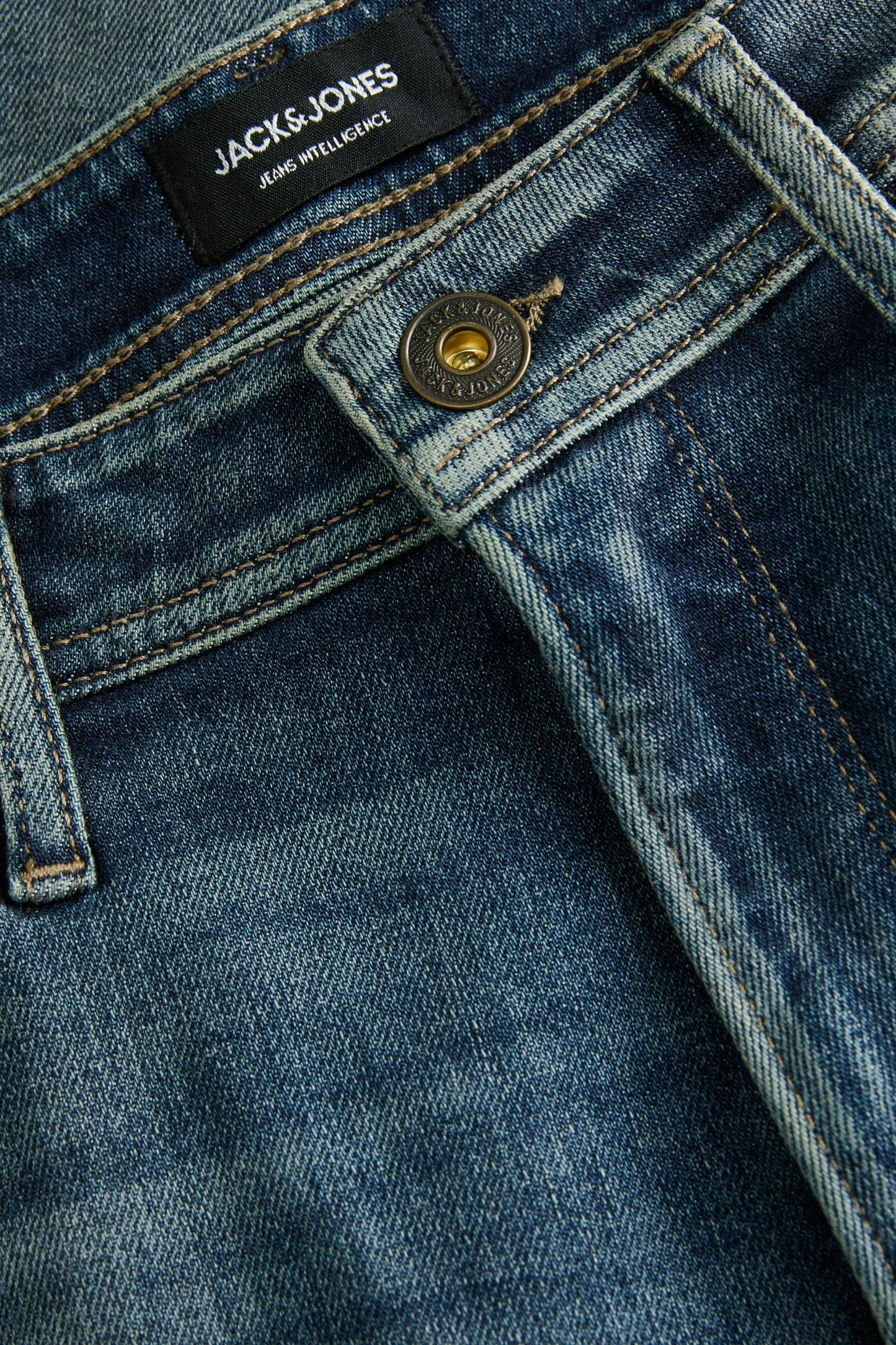 Mid Blue Denim Straight Jeans - JACK & JONES JEANS INTELLIGENCE