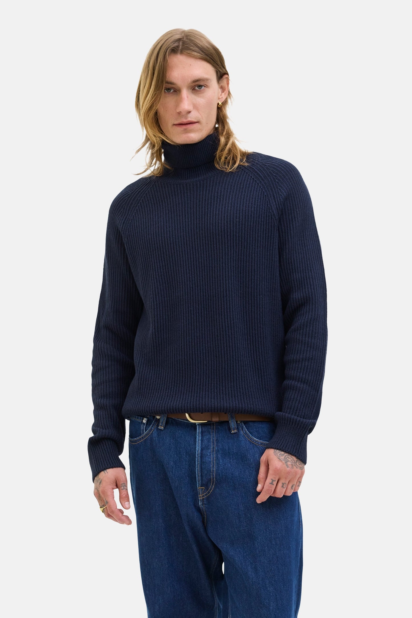 Blauwe Pullover met Rolkraag