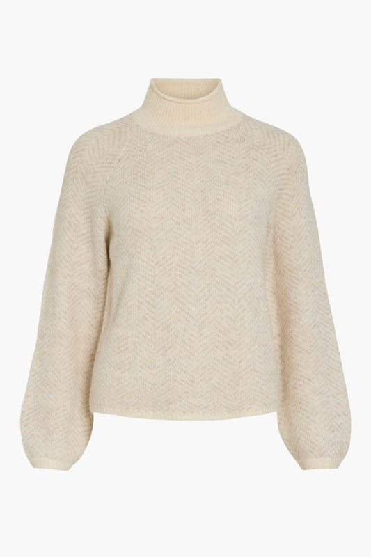Pull met rolkraag - beige