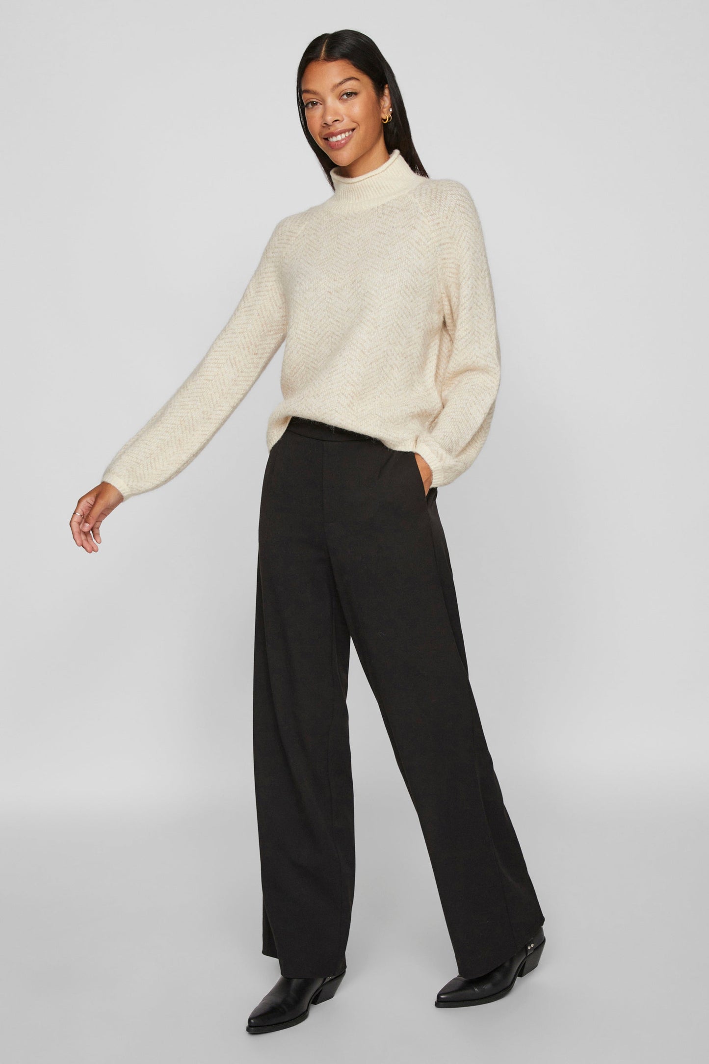 Pull met rolkraag - beige