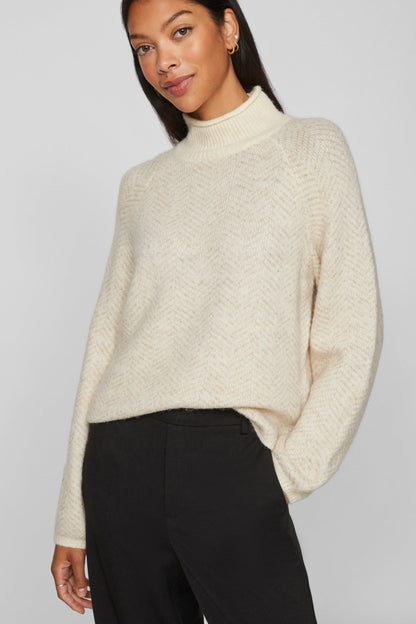 Pull met rolkraag - beige