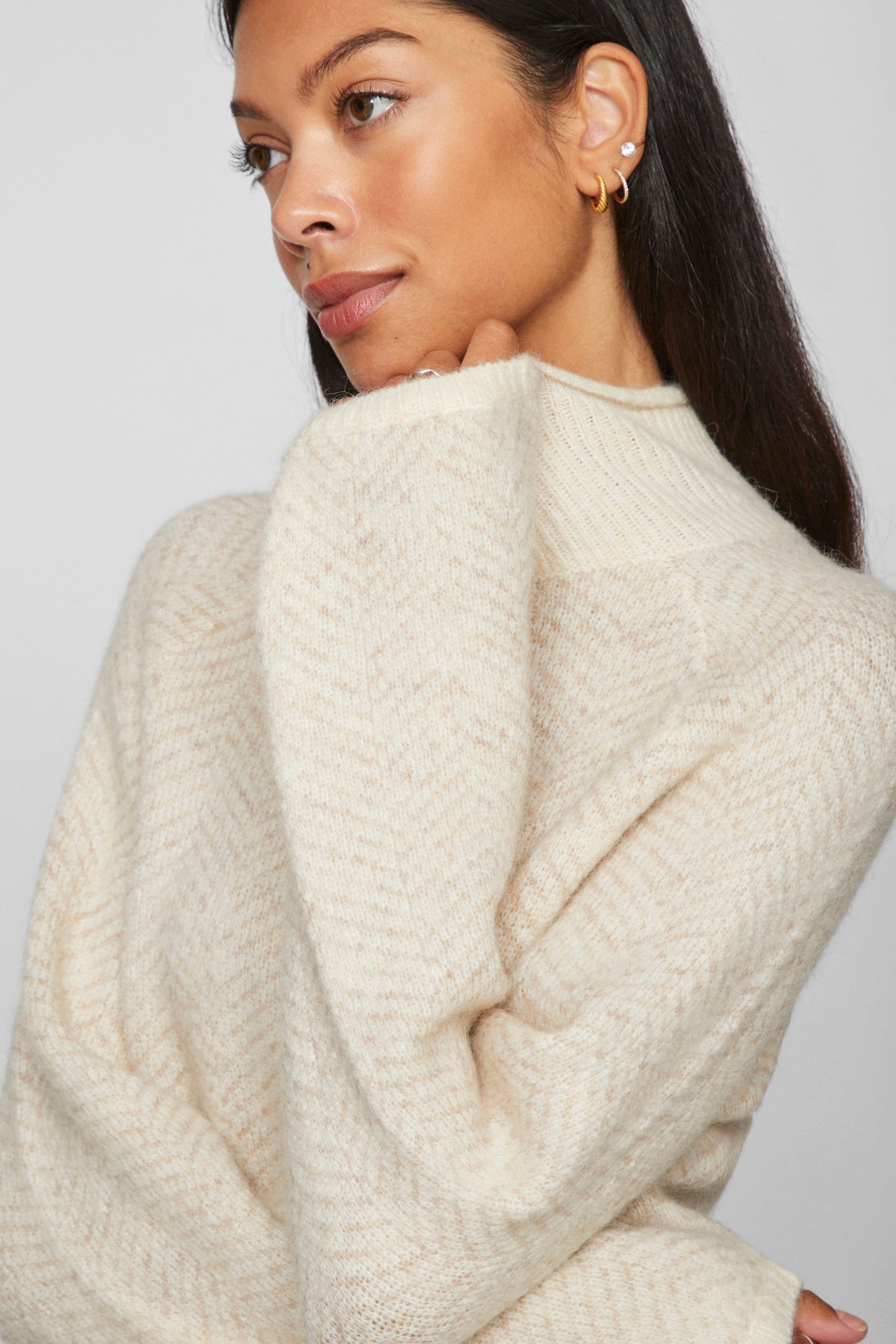 Pull met rolkraag - beige