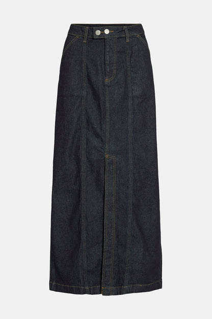 Donkerblauwe denim lange rok
