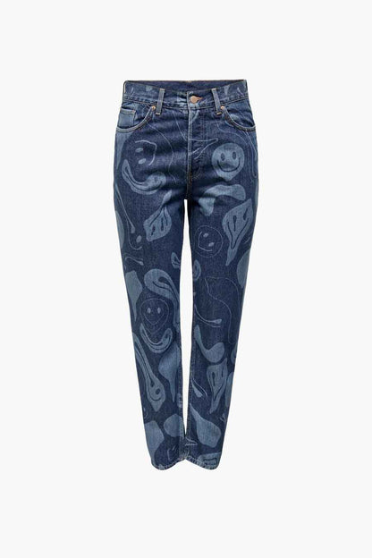 Donkerblauwe Denim Mom Jeans
