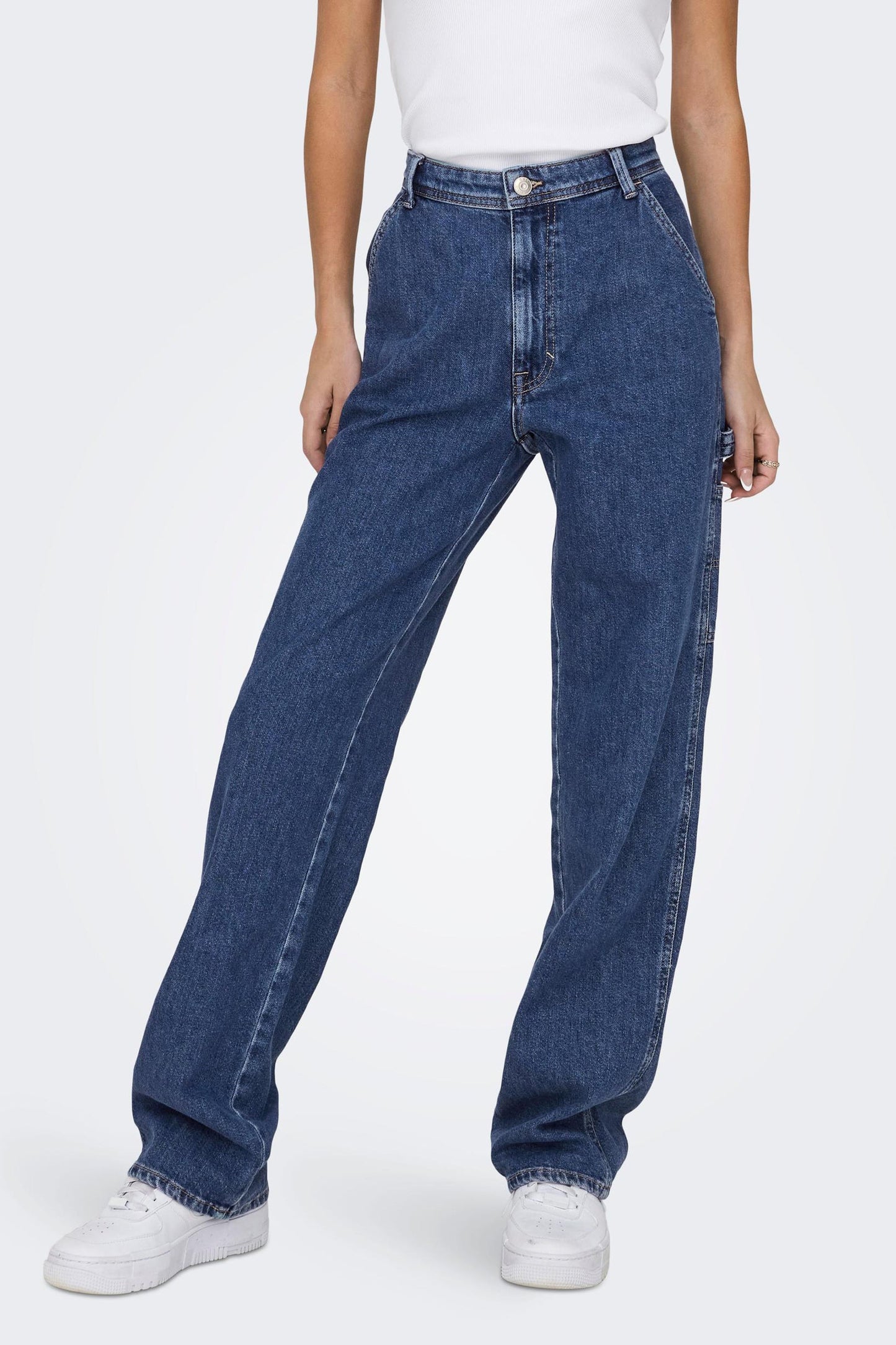 Donkerblauwe denim rechte jeans