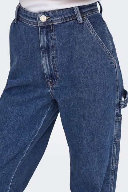 Donkerblauwe denim rechte jeans