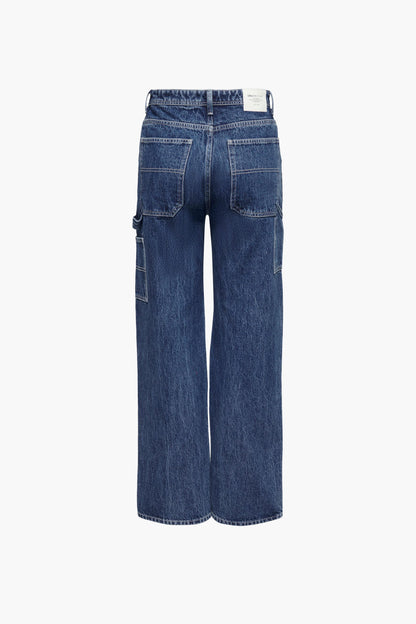 Donkerblauwe denim rechte jeans