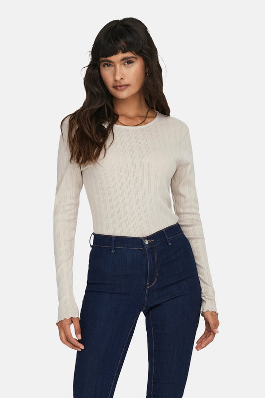 Lange Mouwen T-shirt - Ecru