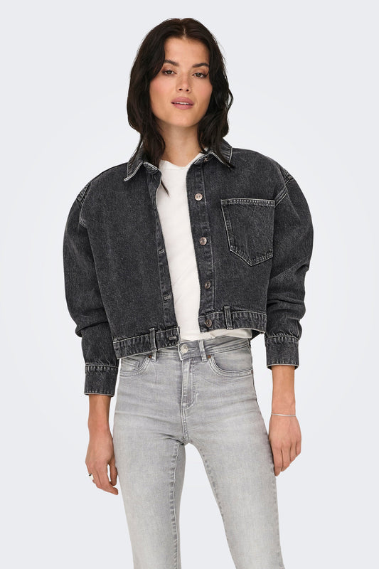Donkergrijze Denim Spijkerjack