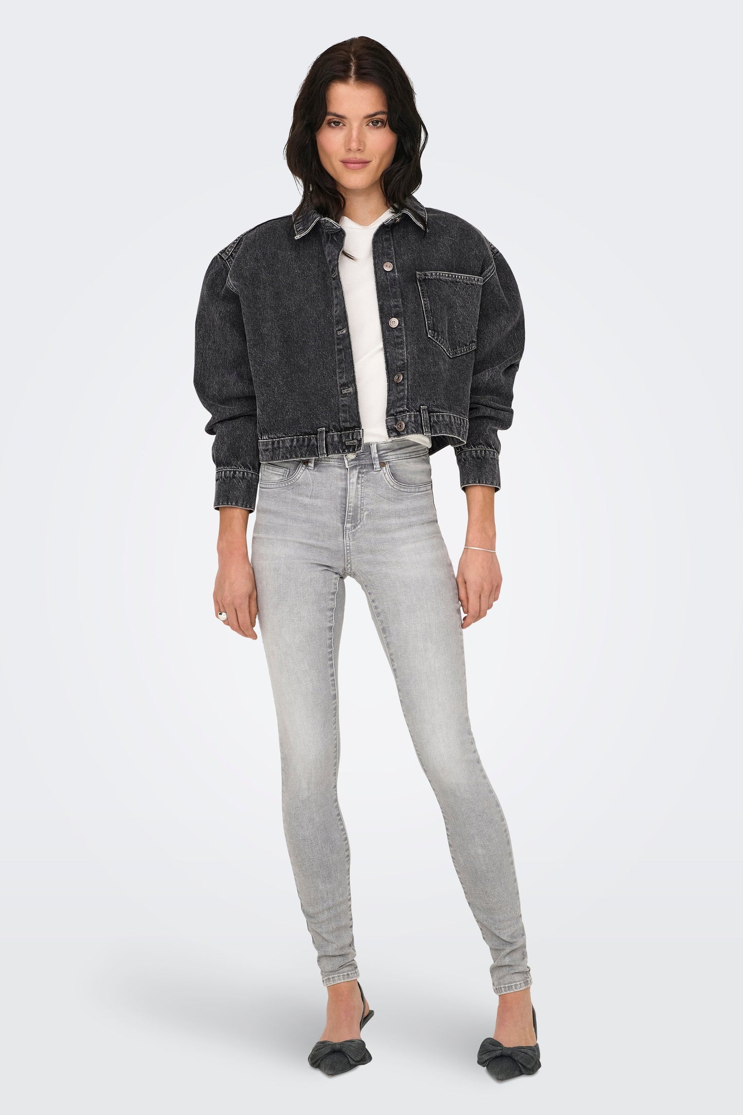 Donkergrijze Denim Spijkerjack