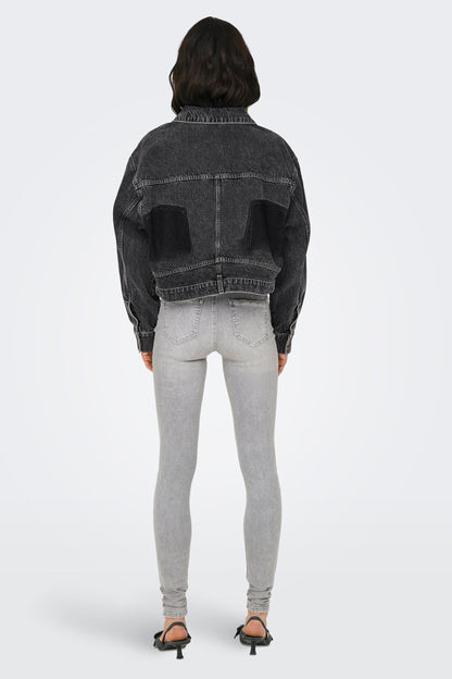 Donkergrijze Denim Spijkerjack