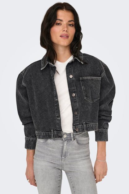 Donkergrijze Denim Spijkerjack