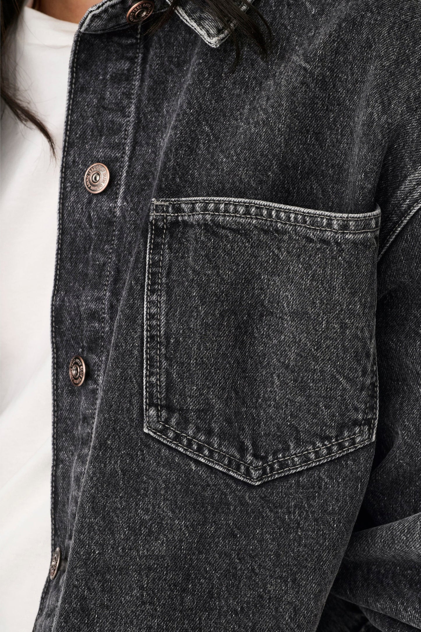 Donkergrijze Denim Spijkerjack
