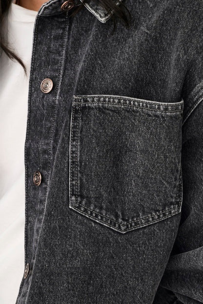 Donkergrijze Denim Spijkerjack