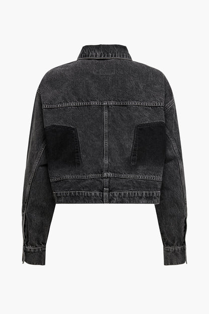 Donkergrijze Denim Spijkerjack