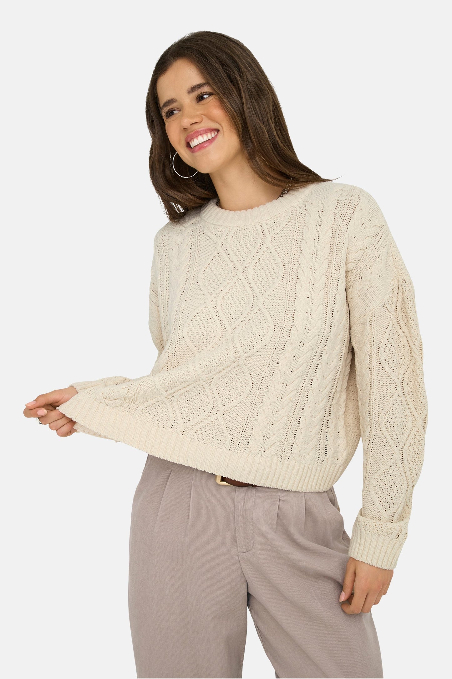 Ecru Ronde Hals Trui - ONLY®