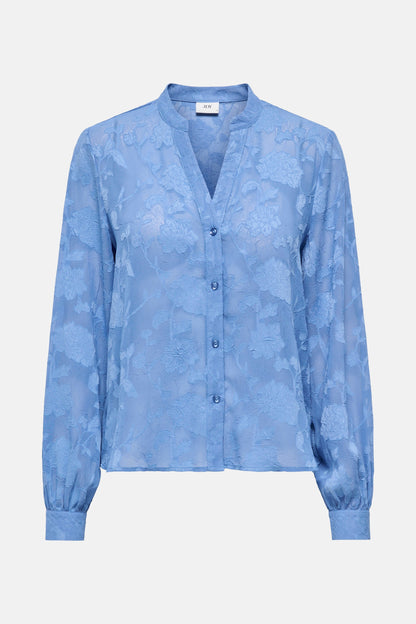 Lange Mouwen Blauw Overhemd