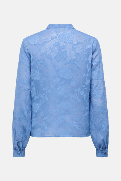 Lange Mouwen Blauw Overhemd
