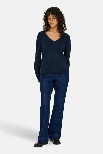 Trui met V-hals blauw - JDY
