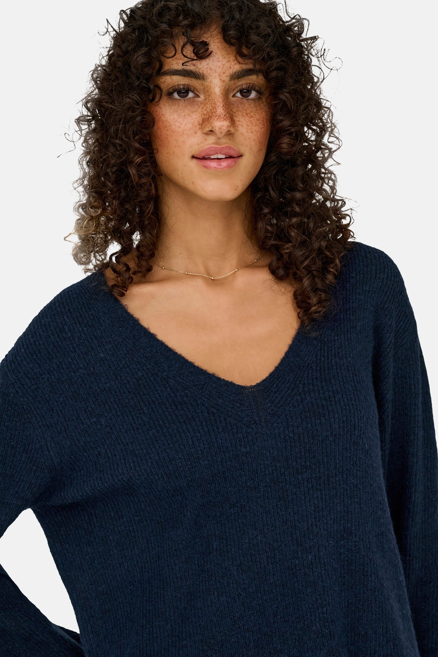 Trui met V-hals blauw - JDY