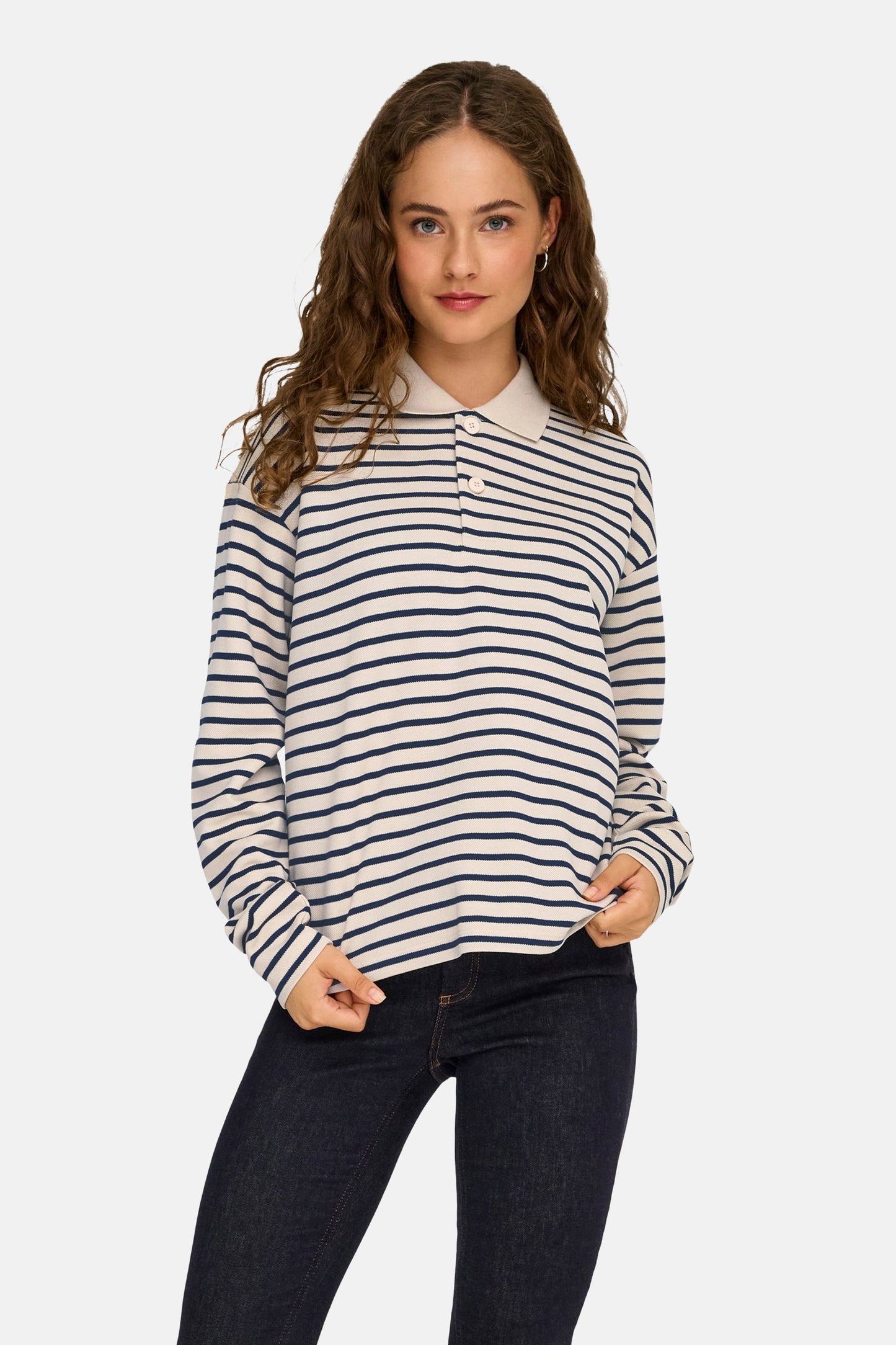 Polo's (lange mouwen) ecru - JDY