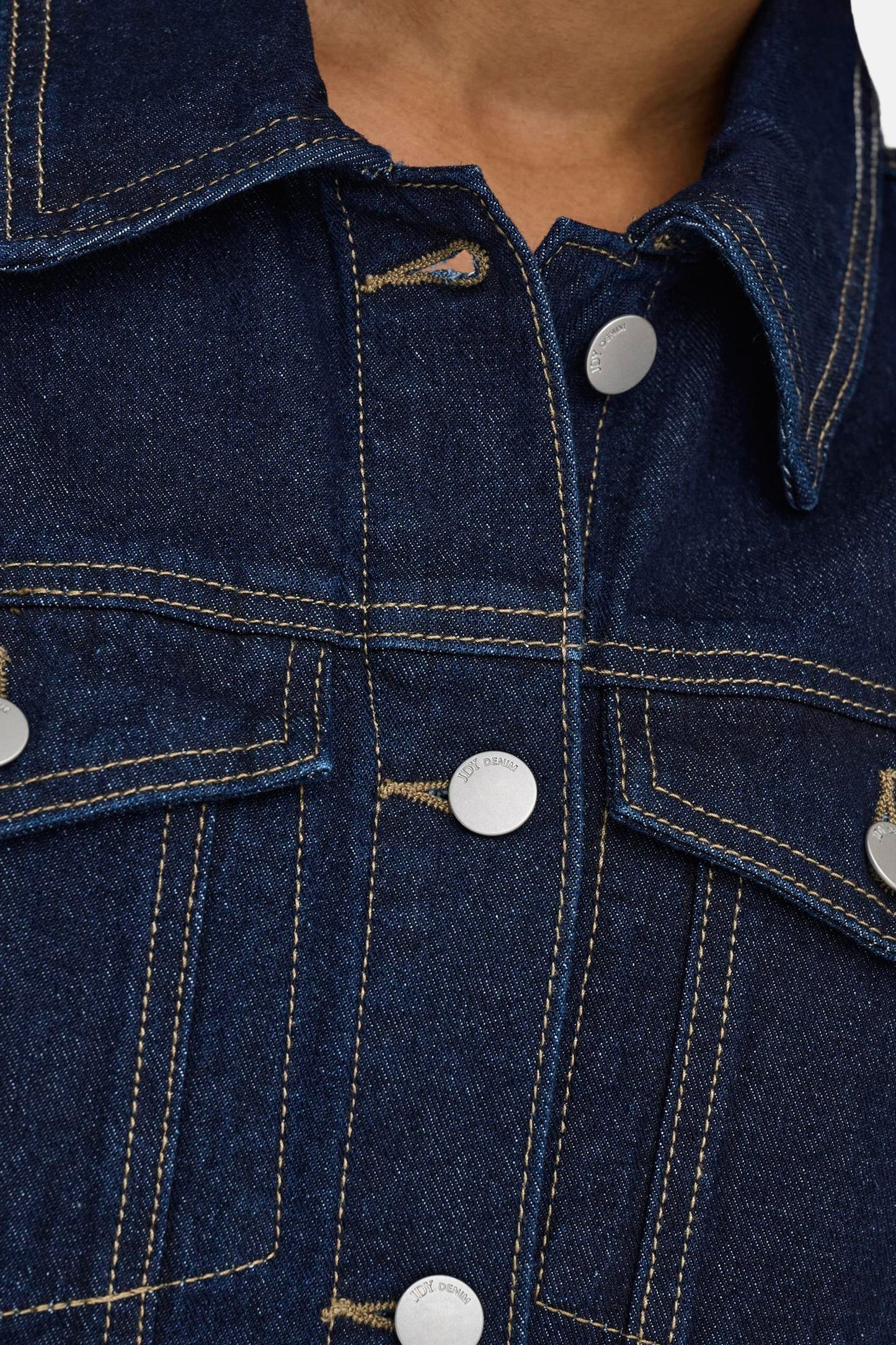 Korte Mouwen Denim Kleed - Donkerblauw