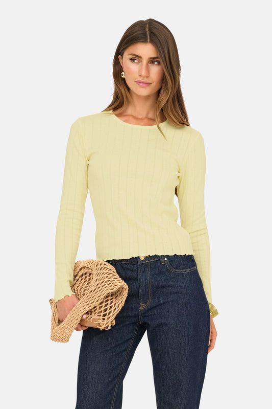 Geel T-shirt met Lange Mouwen