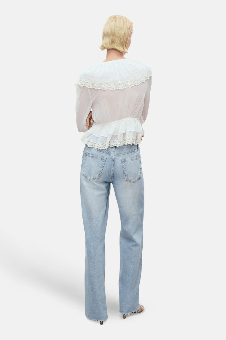 Lichteblauwe Denim Wijd Jeans - MANGO