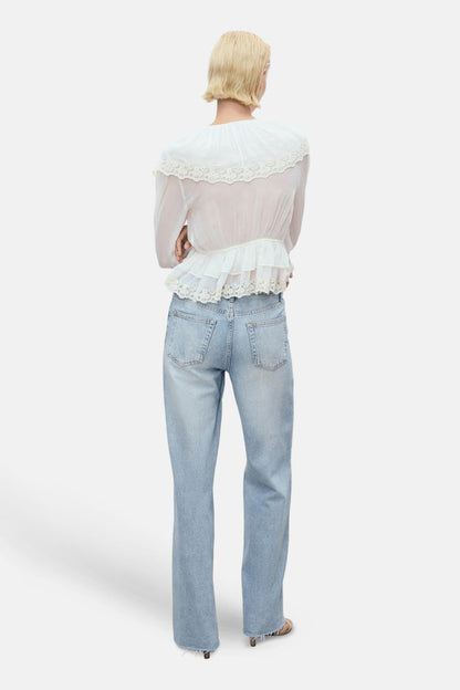 Lichteblauwe Denim Wijd Jeans - MANGO