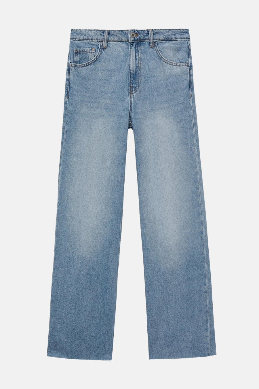 Lichteblauwe Denim Wijd Jeans - MANGO