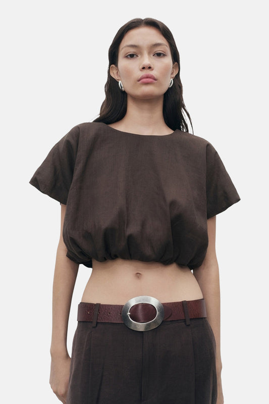 Korte Mouwen Blouse - Bruin