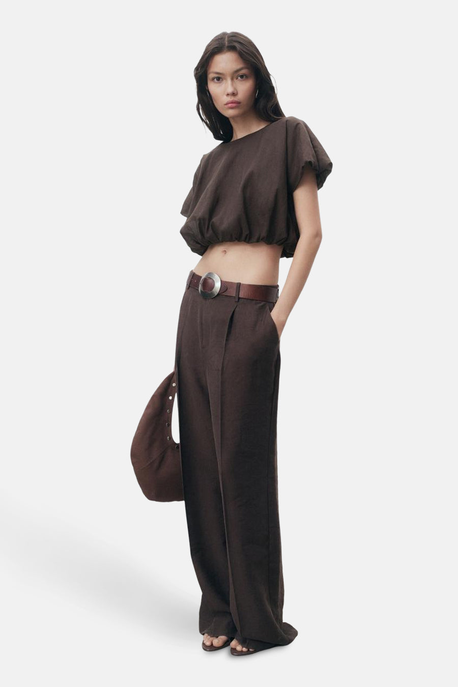 Korte Mouwen Blouse - Bruin