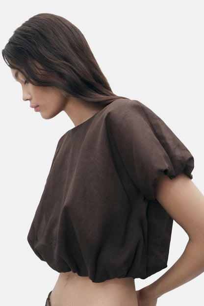 Korte Mouwen Blouse - Bruin