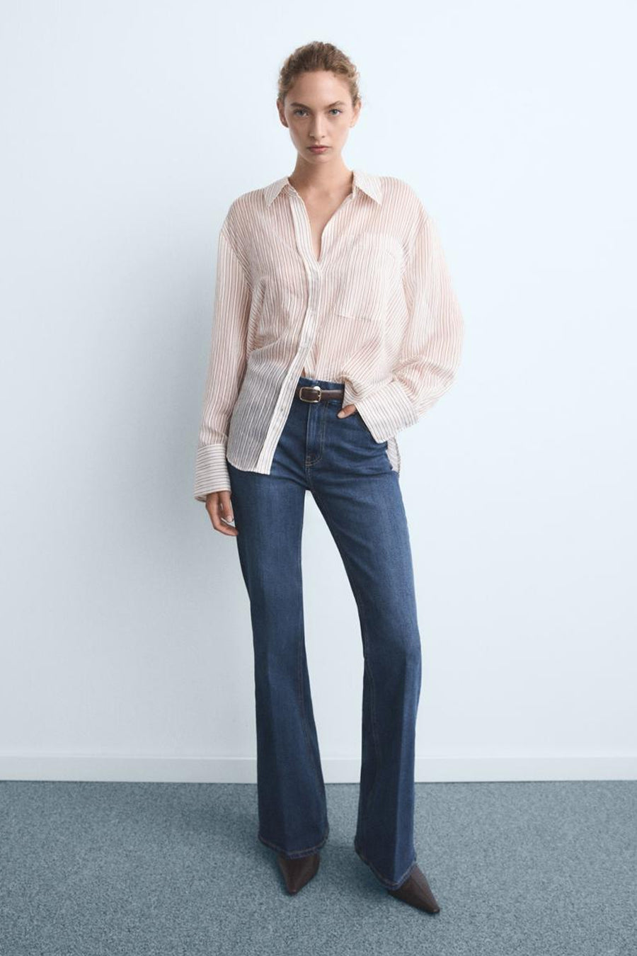 Flared jeans donkerblauwe denim - MANGO